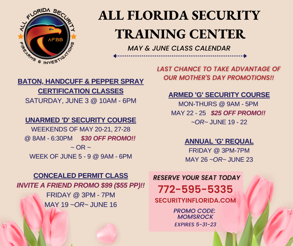 All Florida Security D - G Class calendar